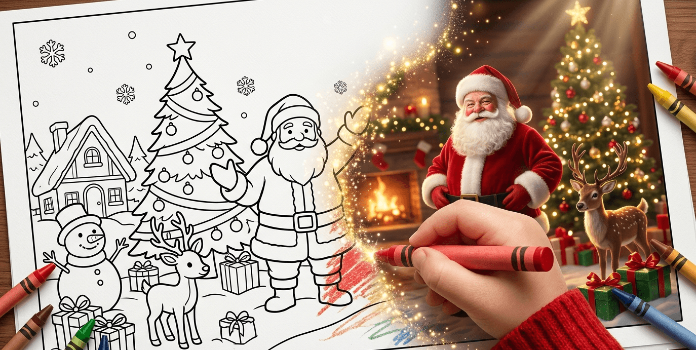 Child colouring a Santa page
