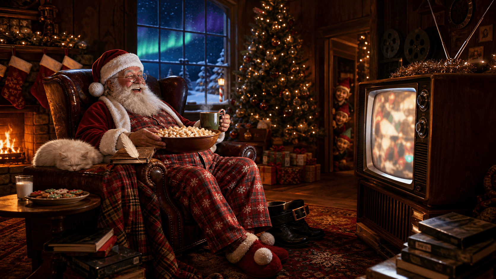 Popcorn and a Christmas movie night